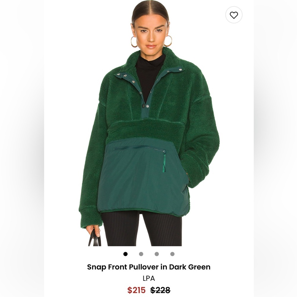 LPA Dark Green Snap Front Pullover - S